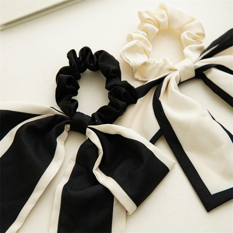 Contrast Trim Ribbon Bow Hair Tie - view 9