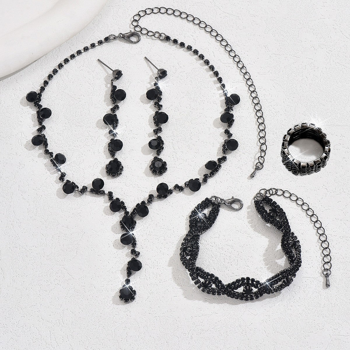 Rhinestone Cluster Y Drop Necklace And Earring Set