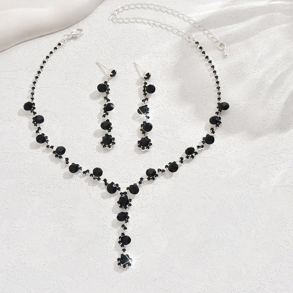 Rhinestone Cluster Y Drop Necklace And Earring Set