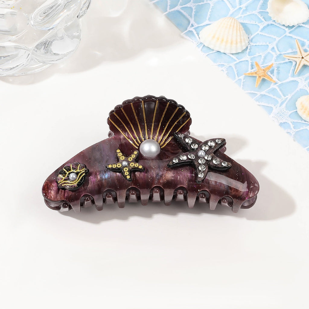 Seashell And Starfish Pearl Claw Clip - Color_3