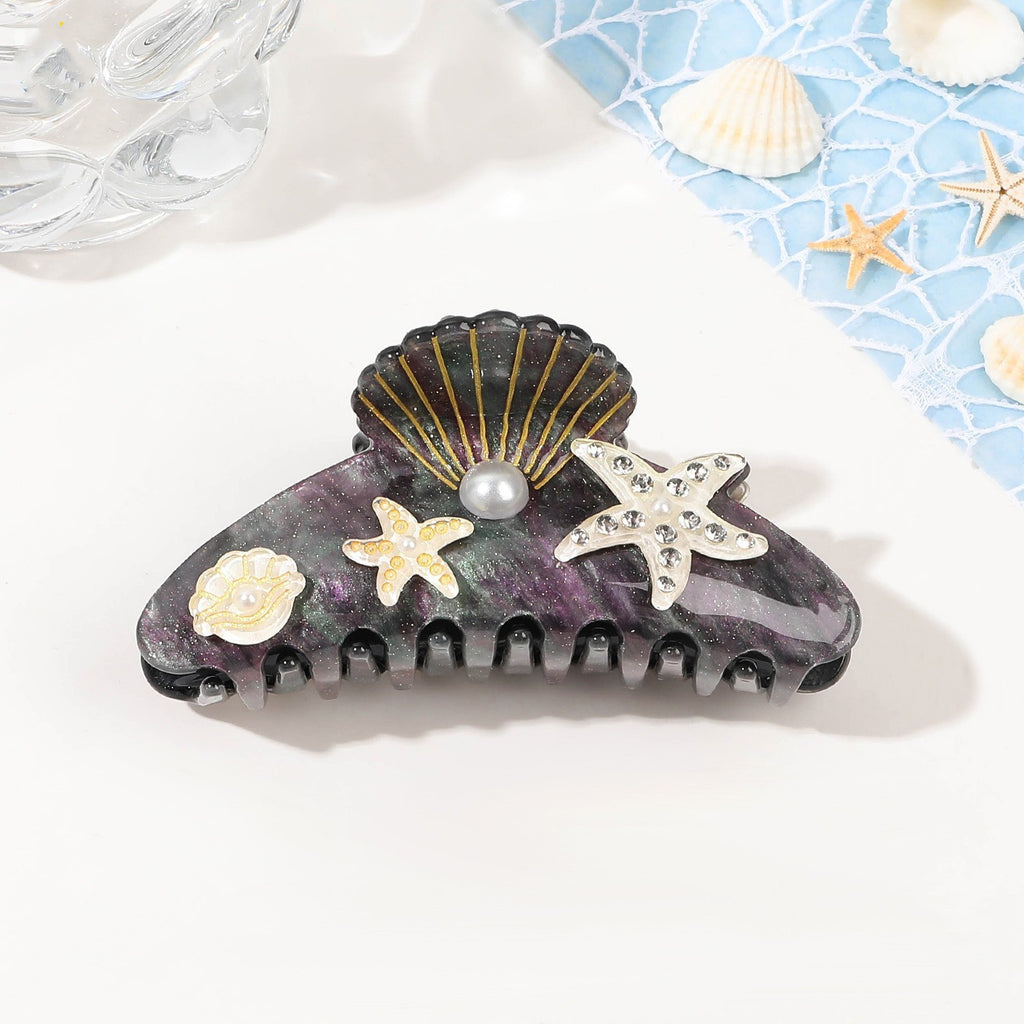 Seashell And Starfish Pearl Claw Clip - Color_4