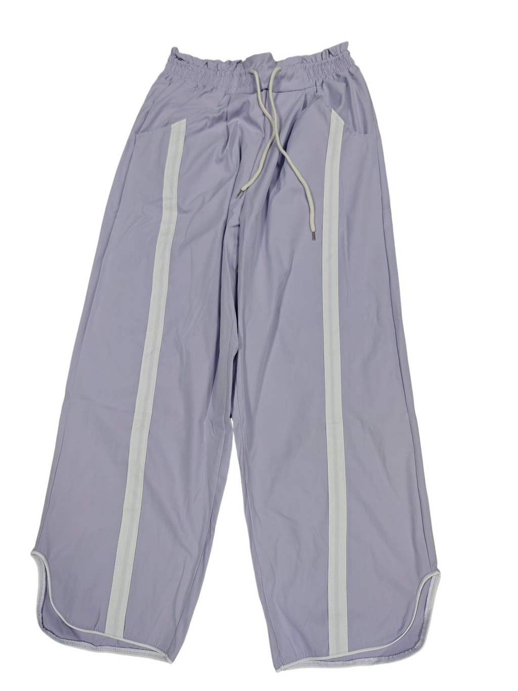 Side Stripe Drawstring Wide Leg Track Pants - Purple