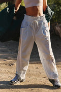 Side Stripe Drawstring Wide Leg Track Pants - grey