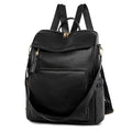 Roomy Faux Leather Backpack Purse with Tassel - Black