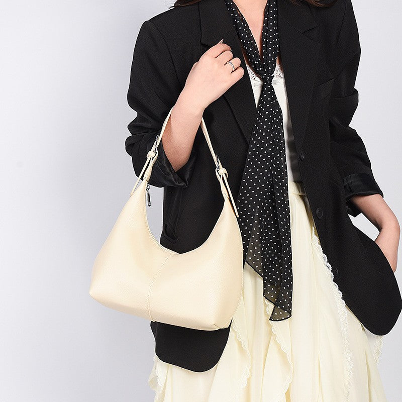 Crescent Hobo Shoulder Bag with Buckle Strap
