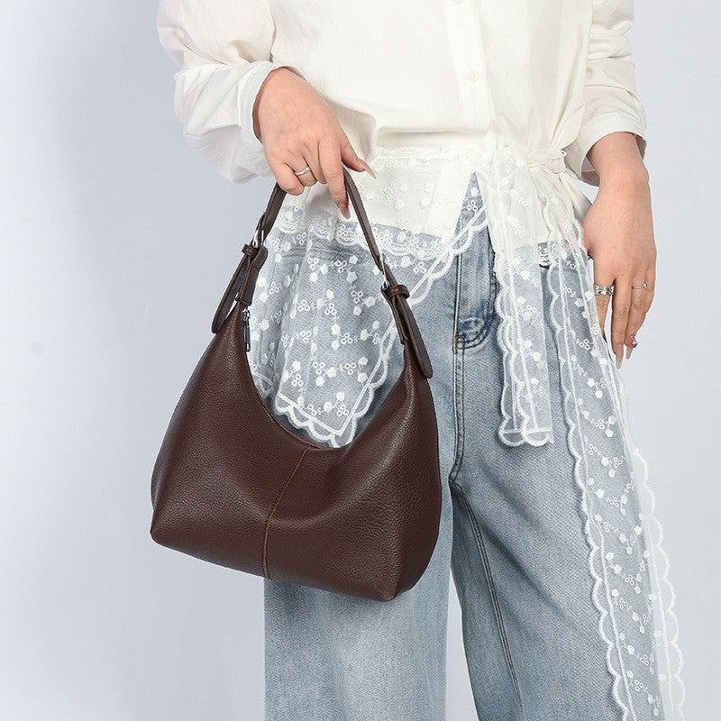 Crescent Hobo Shoulder Bag with Buckle Strap