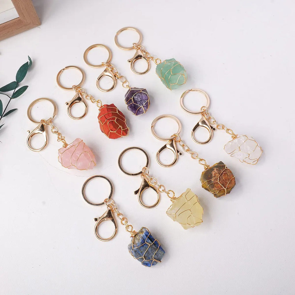 Raw Natural Stone Clip-On Keychain Charm - view 1