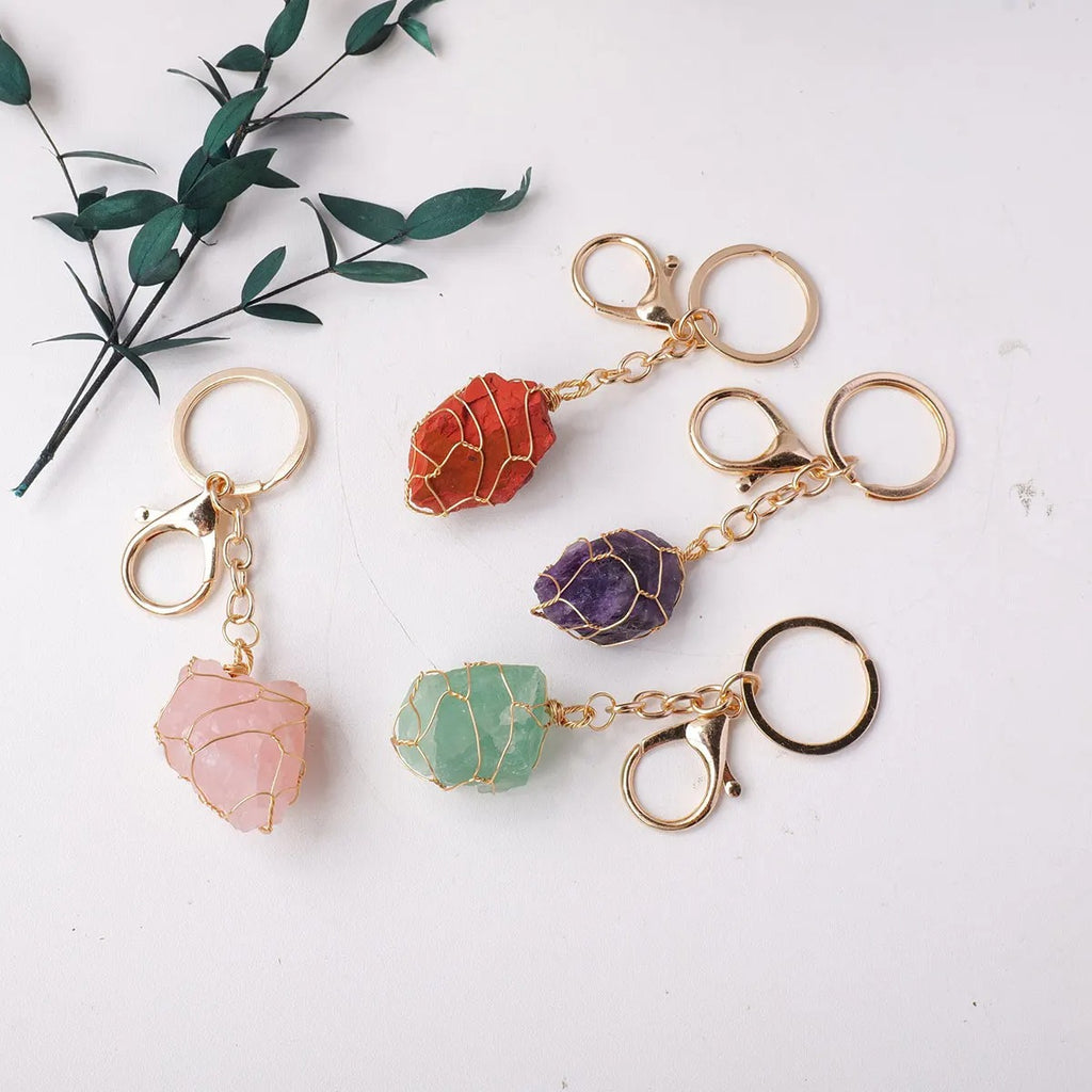 Raw Natural Stone Clip-On Keychain Charm - view 2