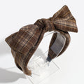 Plaid Oversized Bow Knot Headband - Brown