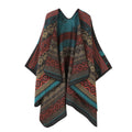 Boho Aztec Pattern Knit Shawl Poncho - NO21