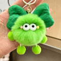 Quirky Googly-Eye Fuzzy Monster Pom-Pom Keychain