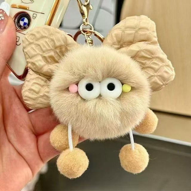 Quirky Googly-Eye Fuzzy Monster Pom-Pom Keychain - view 5