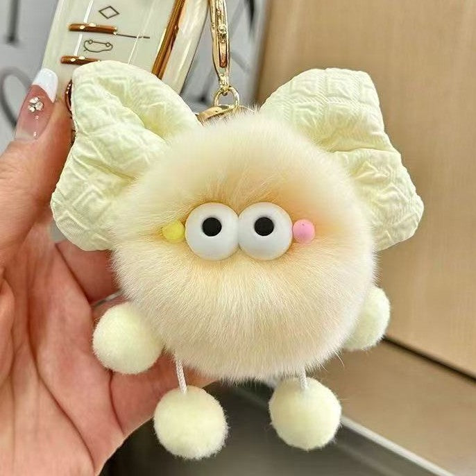 Quirky Googly-Eye Fuzzy Monster Pom-Pom Keychain - view 6
