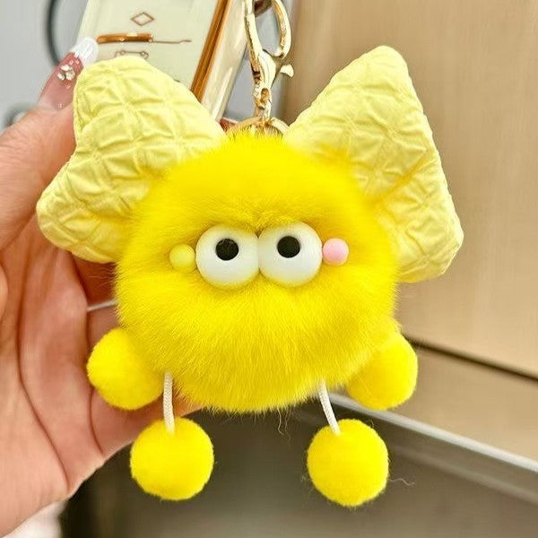 Quirky Googly-Eye Fuzzy Monster Pom-Pom Keychain - view 2