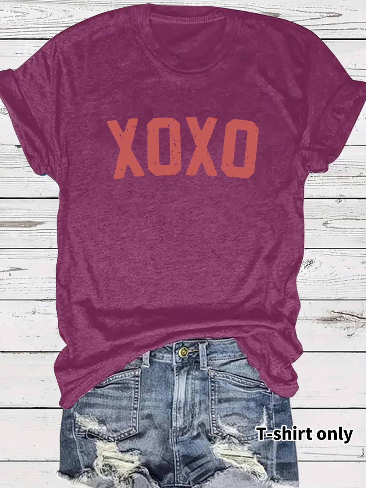 Valentine Slogan Short Sleeve Graphic Tee - Berry