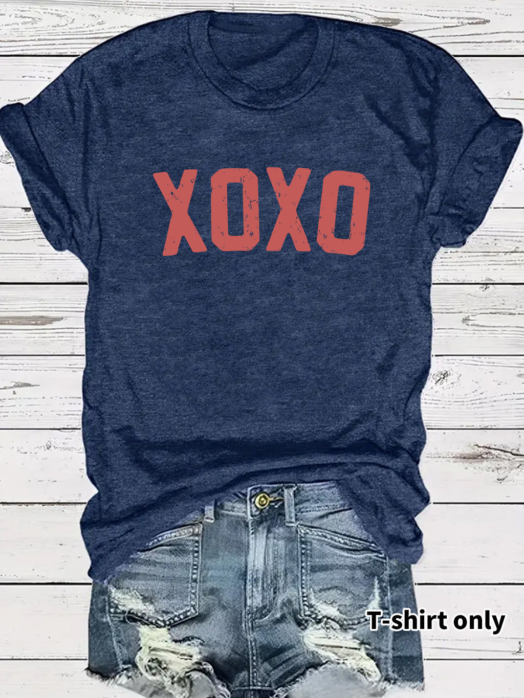 Valentine Slogan Short Sleeve Graphic Tee - DarkBlue