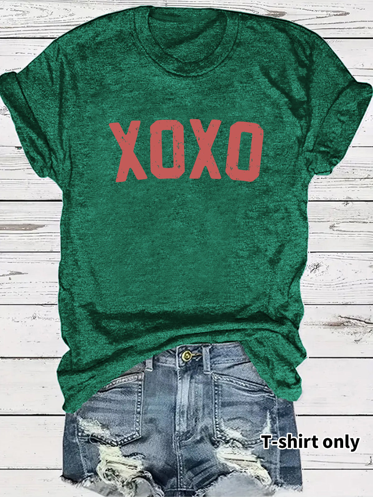 Valentine Slogan Short Sleeve Graphic Tee - Green