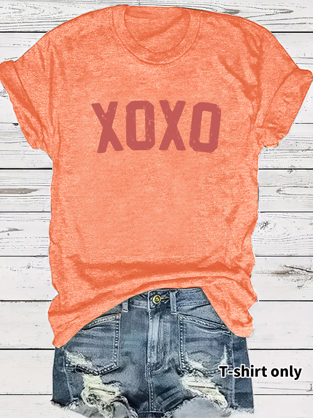 Valentine Slogan Short Sleeve Graphic Tee - Orange