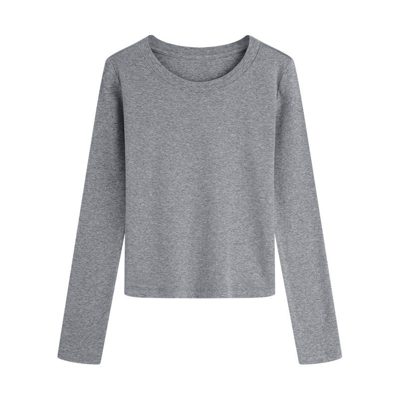 Ribbed Slim Long Sleeve Crew Neck Tee - DeepGrey