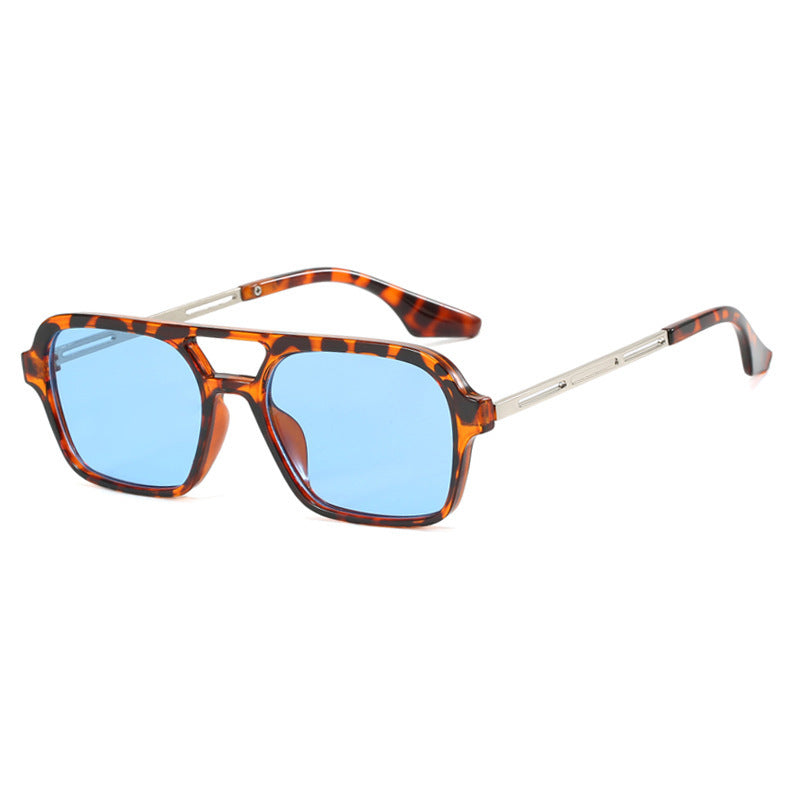 Tinted Lens Double Bridge Square Sunglasses - Color_1