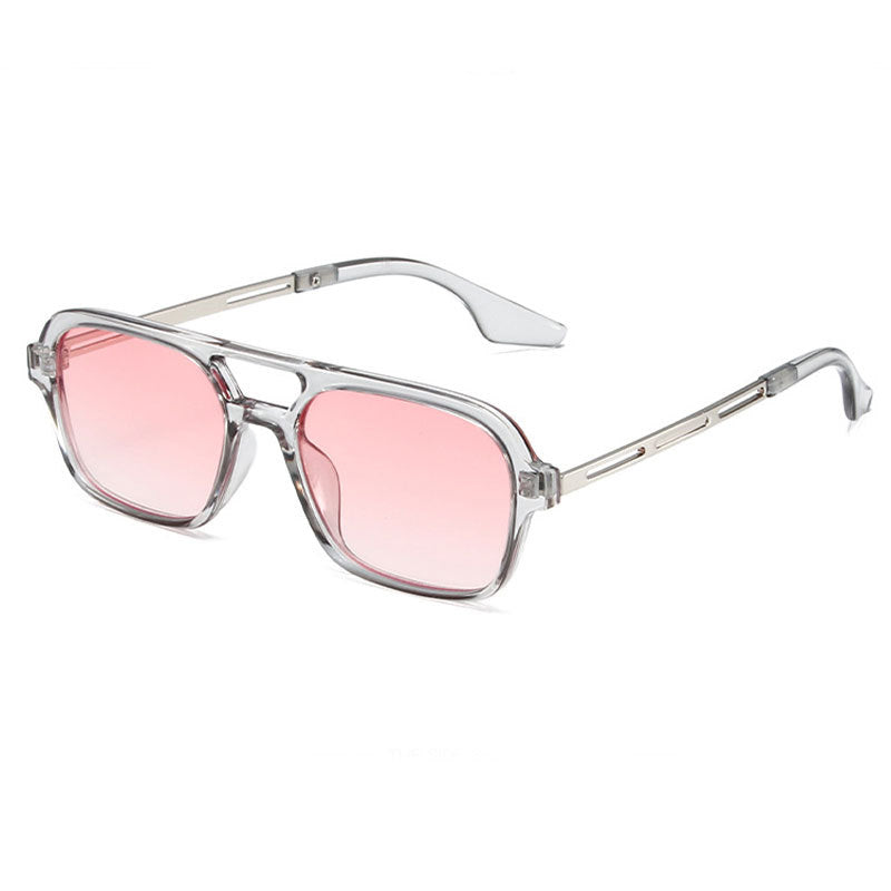 Tinted Lens Double Bridge Square Sunglasses - Color_11