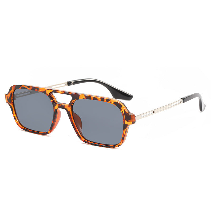 Tinted Lens Double Bridge Square Sunglasses - Color_15