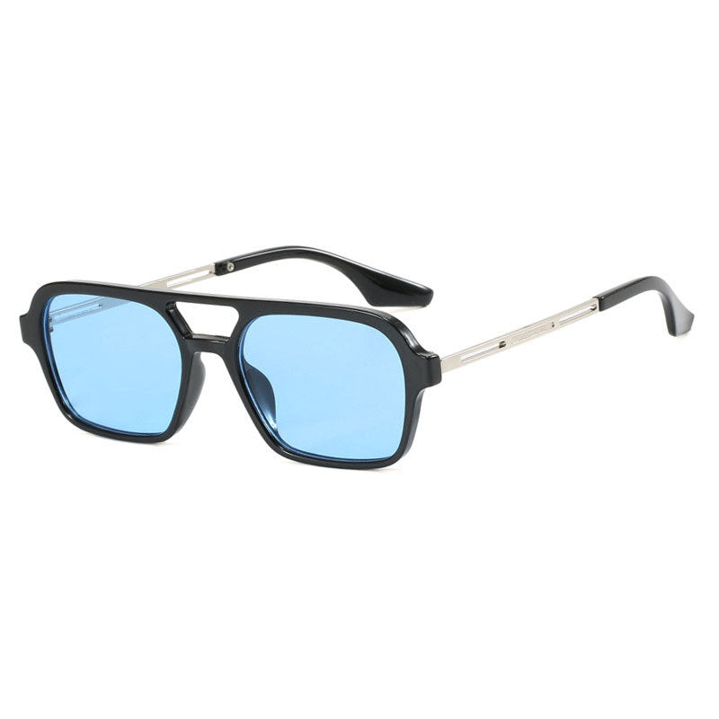 Tinted Lens Double Bridge Square Sunglasses - Color_3