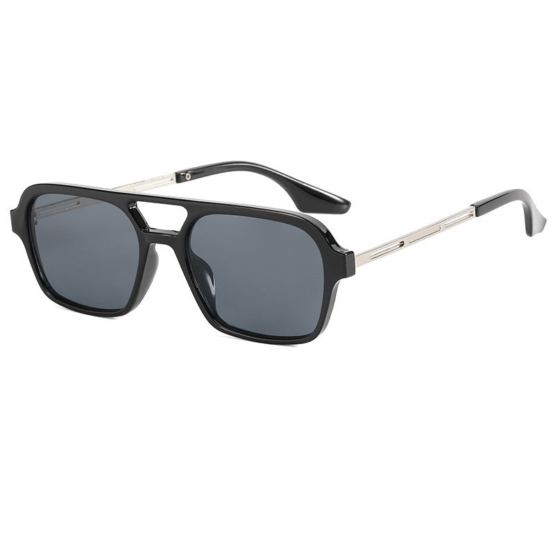 Tinted Lens Double Bridge Square Sunglasses - Color_4