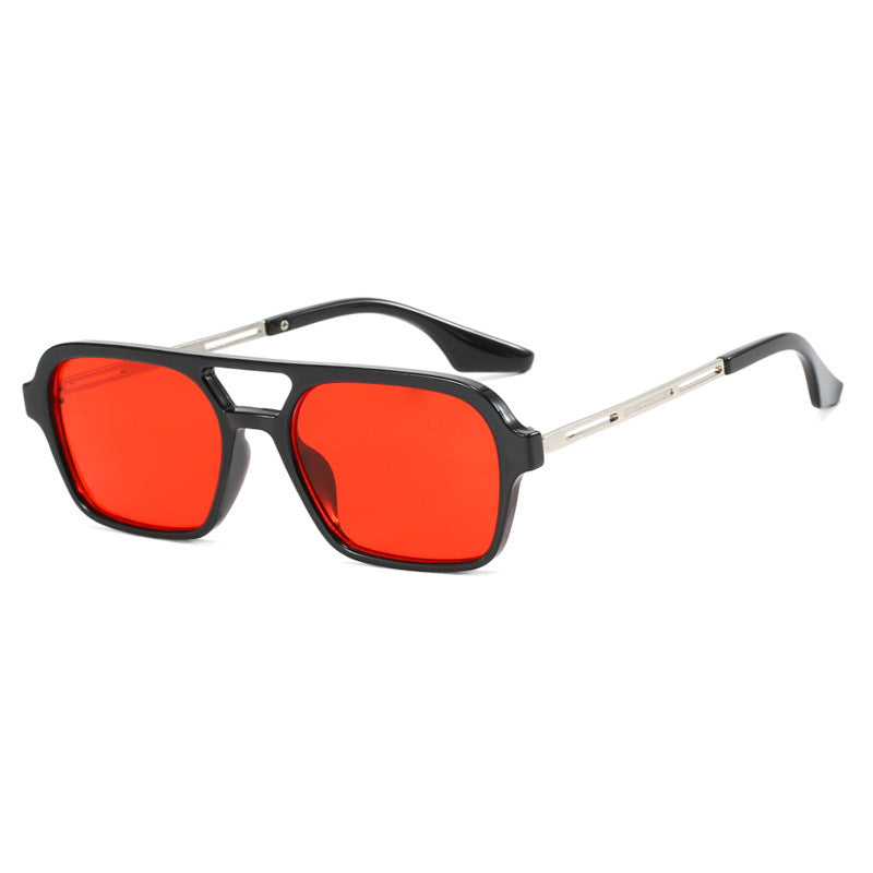 Tinted Lens Double Bridge Square Sunglasses - Color_5