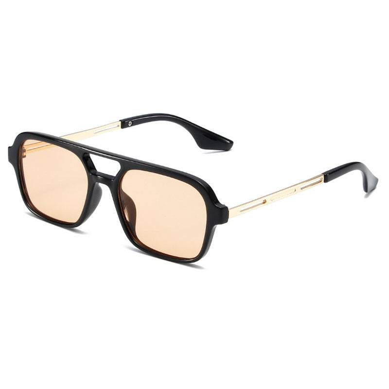 Tinted Lens Double Bridge Square Sunglasses - Color_8