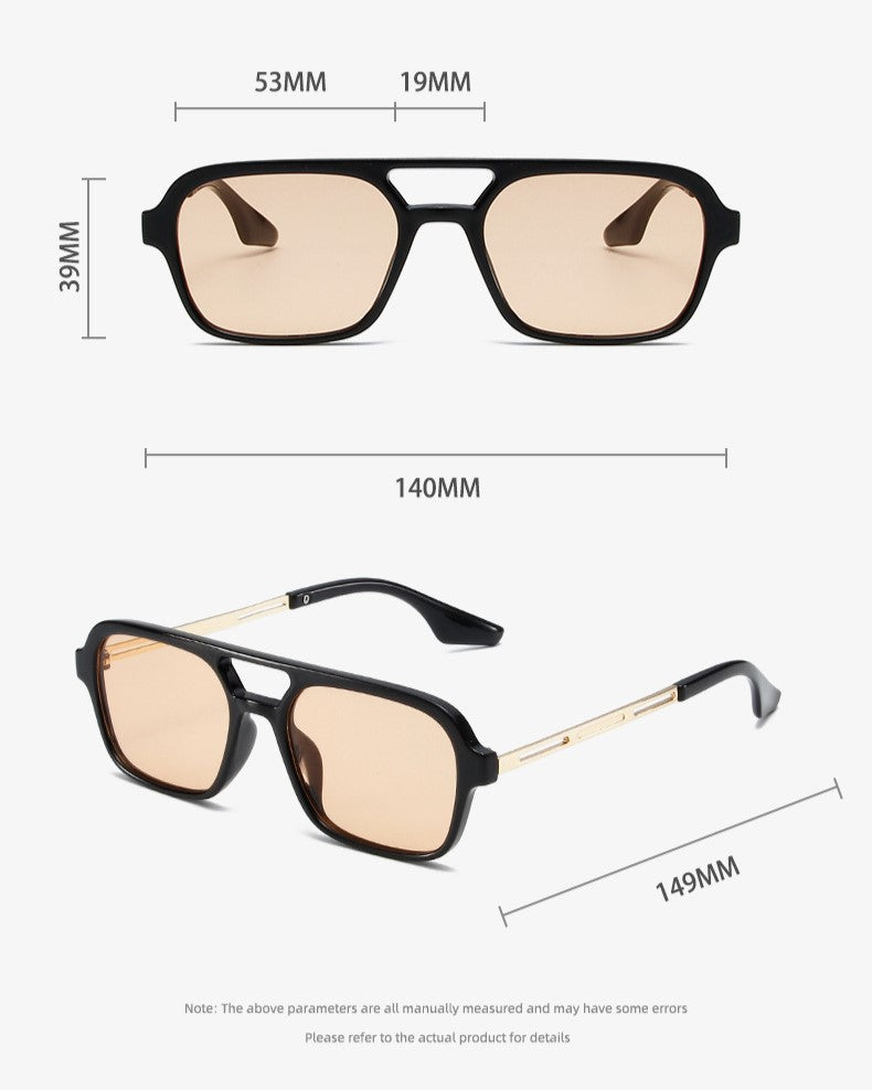 Tinted Lens Double Bridge Square Sunglasses - Color_8 - 1