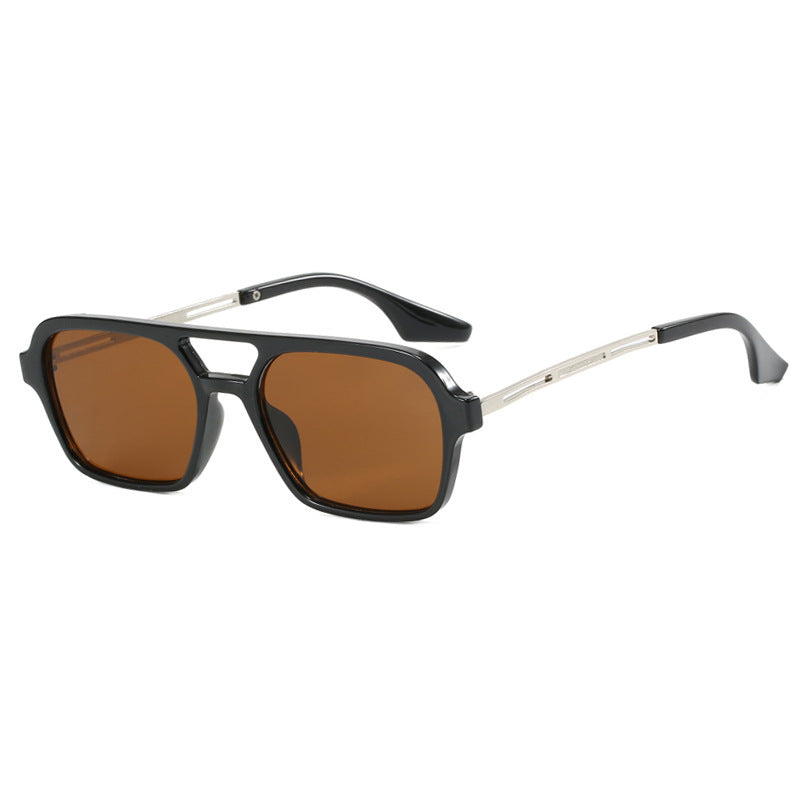 Tinted Lens Double Bridge Square Sunglasses - Color_9