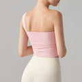 Ruched One Shoulder Padded Cropped Yoga Tank