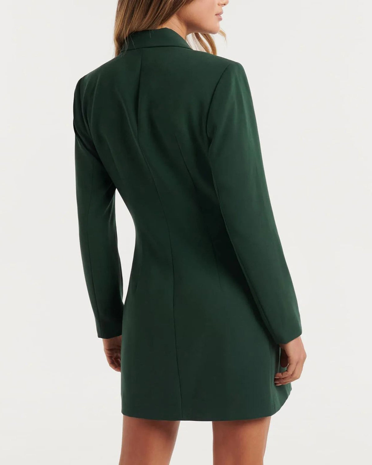 Double Breasted Tailored Blazer Dress - Green - 2
