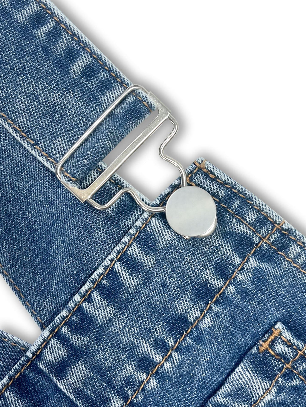 Oversized Flare Leg Bib Denim Overalls - Blue - 5