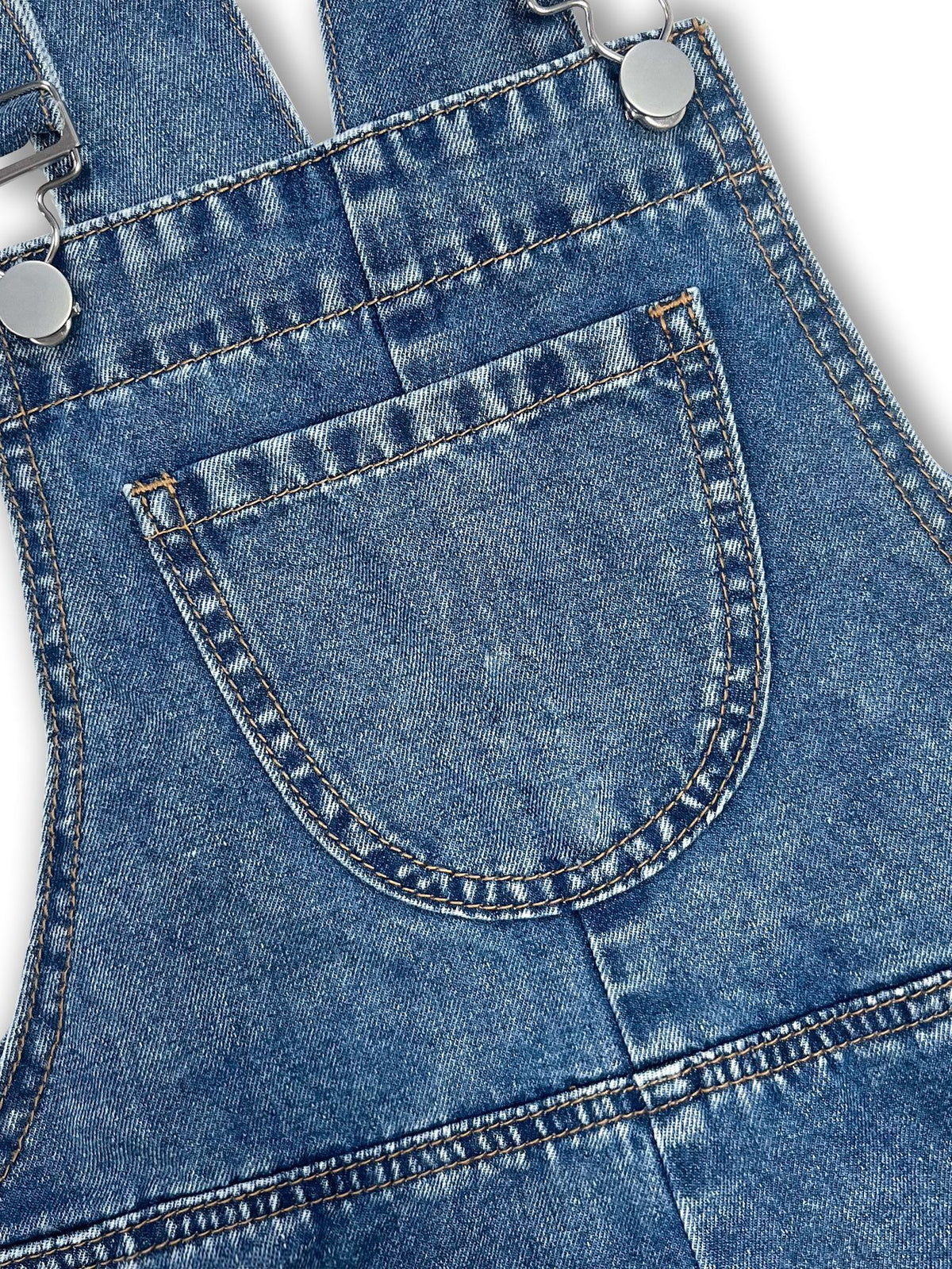 Oversized Flare Leg Bib Denim Overalls - Blue - 6