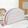 Shell Shaped Cosmetic Pouch With Pom Charm - BluePink
