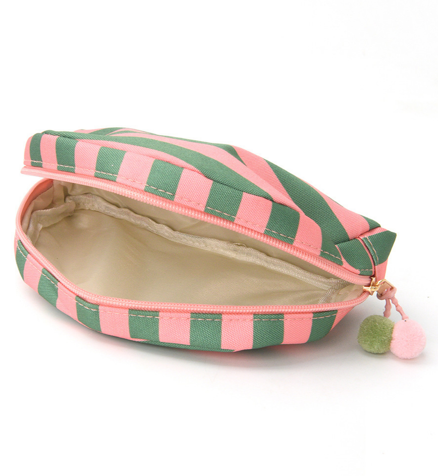 Shell Shaped Cosmetic Pouch With Pom Charm - GPink - 2