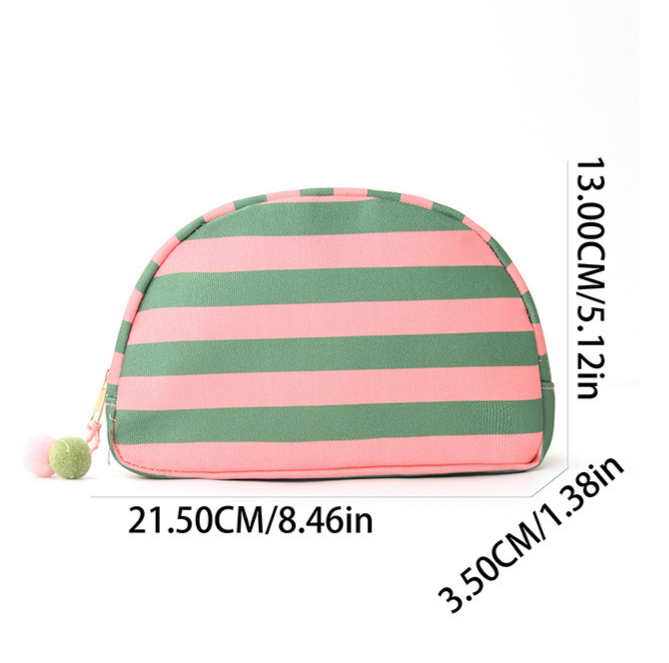 Shell Shaped Cosmetic Pouch With Pom Charm - GPink - 3