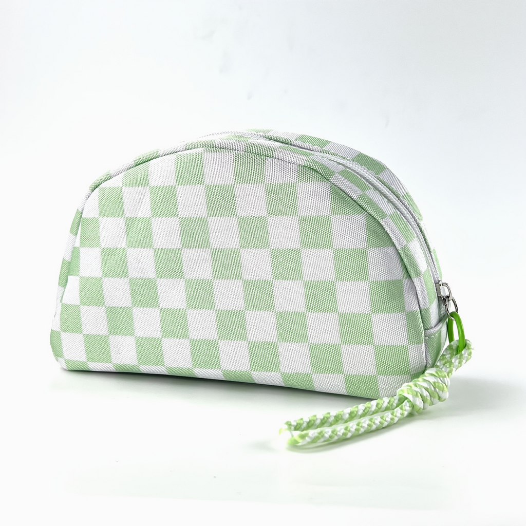 Shell Shaped Cosmetic Pouch With Pom Charm - Green