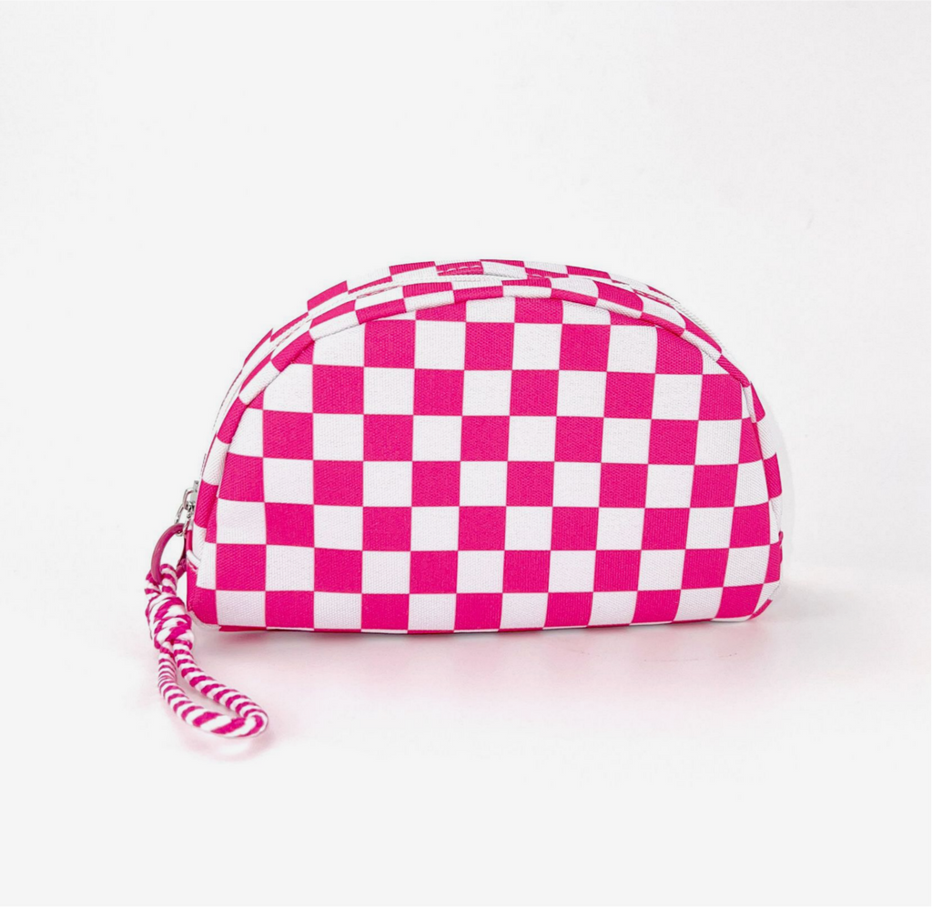 Shell Shaped Cosmetic Pouch With Pom Charm - Rose_Red