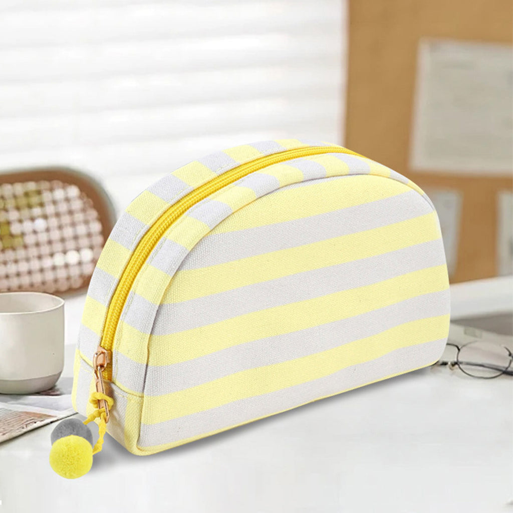 Shell Shaped Cosmetic Pouch With Pom Charm - Yellow
