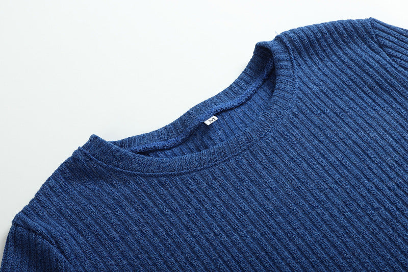 Long Sleeve Bodycon Sweater Mini Dress - Navy - 7