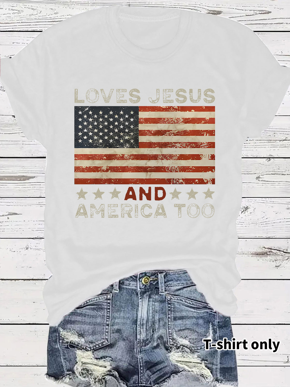 Vintage Stars And Stripes Slogan Tee - White