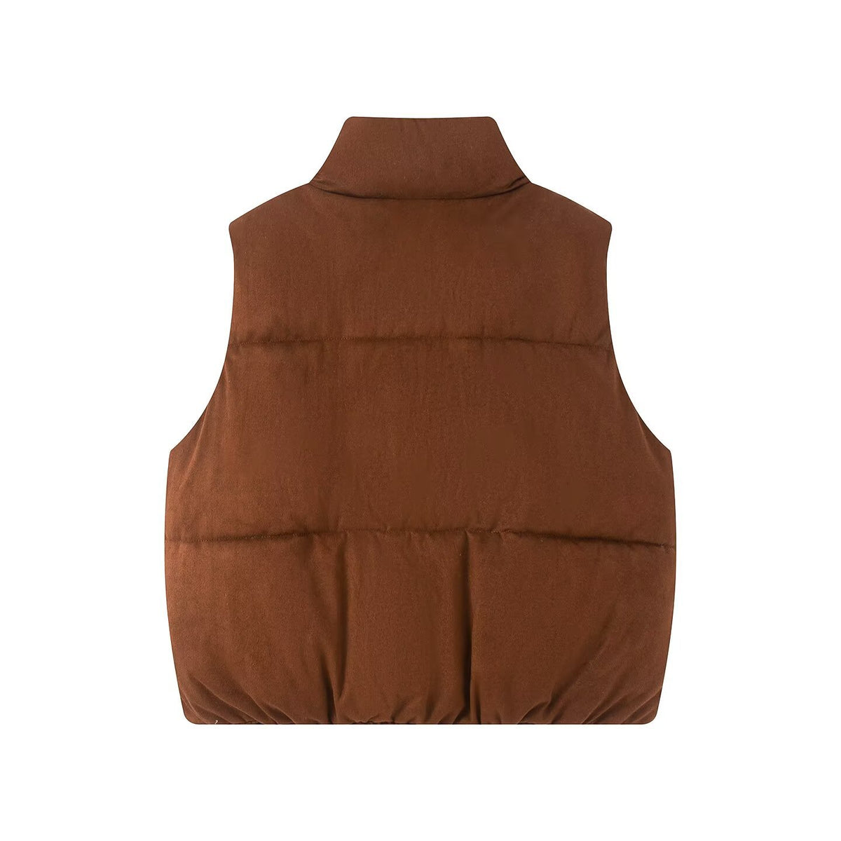 Quilted Puffer Vest Reversible Leopard Print - Brown - 2