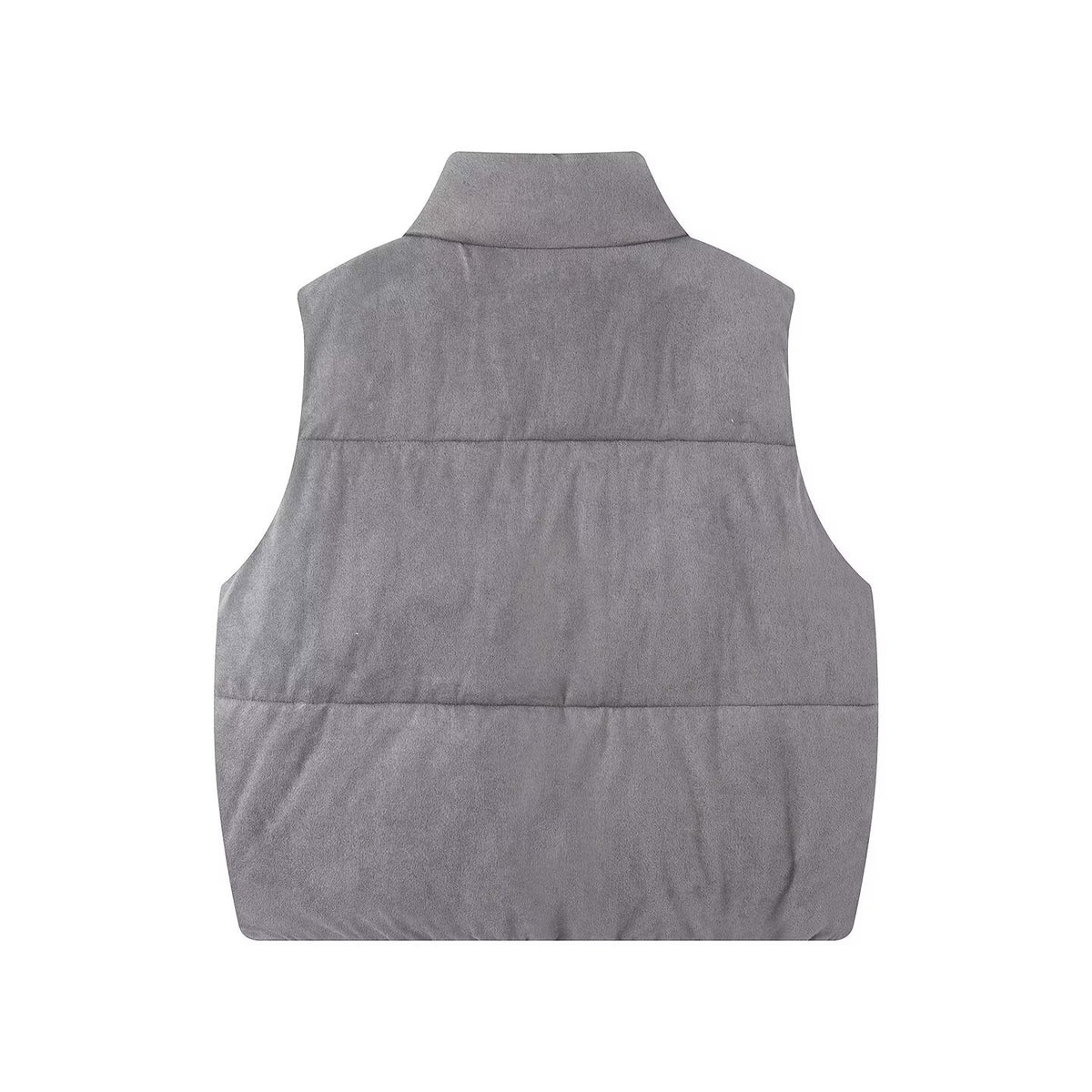 Quilted Puffer Vest Reversible Leopard Print - Grey - 2