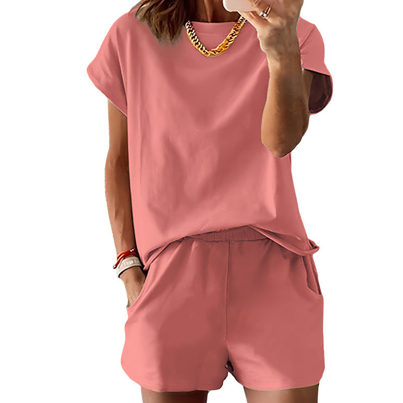 Dolman Sleeve Tee And Shorts Two Piece Set - Coral