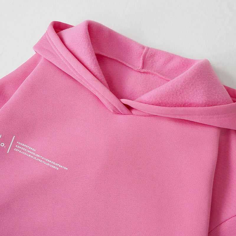 Hoodie and Drawstring Shorts Lounge Set - Pink