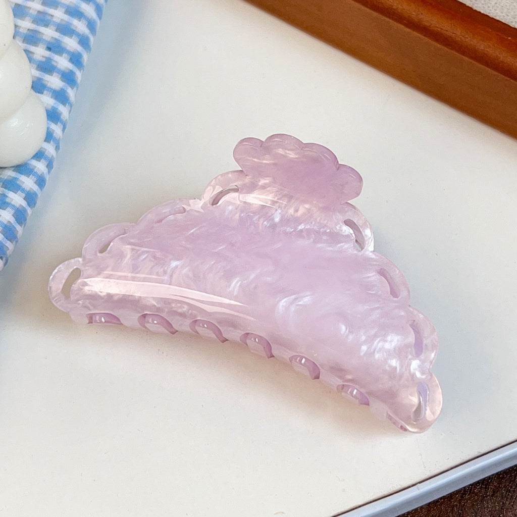 Scalloped Pearlized Acrylic Hair Claw Clip - Purple