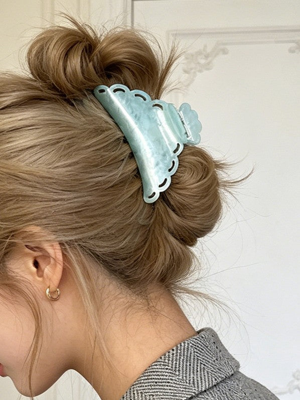 Scalloped Pearlized Acrylic Hair Claw Clip - view 2